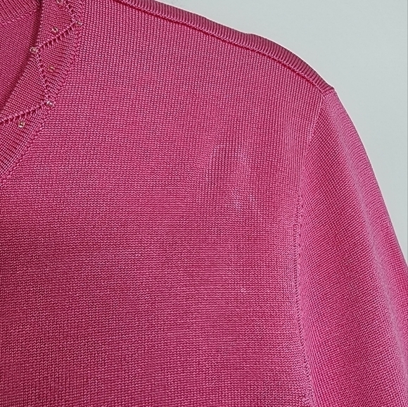 Oscar by Oscar De La Renta Silk Blend Beaded Button Front Cardigan Pink Small - Picture 5 of 12
